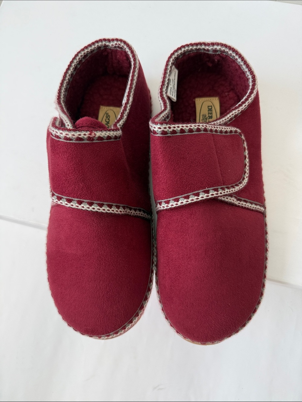 Deer Stags Burgundy Slippers